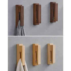 Rustikale Handtuchhaken aus Holz – Badezimmer-Organizer-Ständer