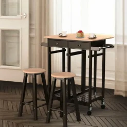 Rustikales Kücheninsel-Tischset – 2 Hocker, Esszimmermöbel