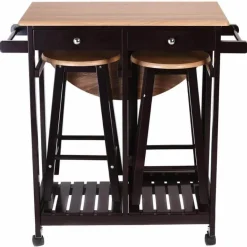 Rustikales Kücheninsel-Tischset – 2 Hocker, Esszimmermöbel