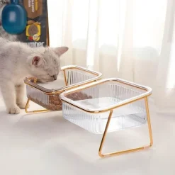 Rutschfester Doppelnapf für Haustiere – Transparenter Futternapf für Hunde und Katzen