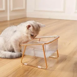 Rutschfester Doppelnapf für Haustiere – Transparenter Futternapf für Hunde und Katzen