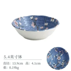 Sakura Blaues Keramik-Essset - Suppenschüssel, flacher Teller