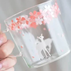 Sakura Glas Kaffeetasse Katze Hirsch Kaninchen Teetasse Maid Trinkgeschirr