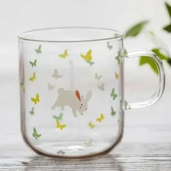 Sakura Glas Kaffeetasse Katze Hirsch Kaninchen Teetasse Maid Trinkgeschirr