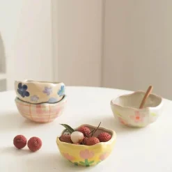 Salatschüssel-Set aus Keramik – 135 oz, schönes Unterglasur-Design