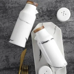 Salz- und Pfefferölflaschen-Set aus Keramik – Gewürzhalter für die Küche