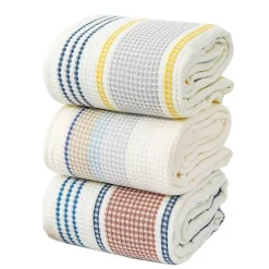 Saugfähiges Badetuch aus weicher Baumwolle mit Wabenstreifen – 70 x 140 cm