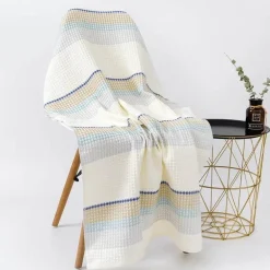 Saugfähiges Badetuch aus weicher Baumwolle mit Wabenstreifen – 70 x 140 cm