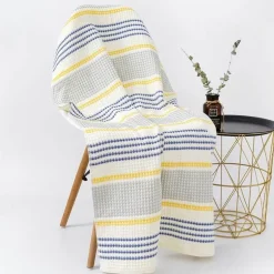 Saugfähiges Badetuch aus weicher Baumwolle mit Wabenstreifen – 70 x 140 cm