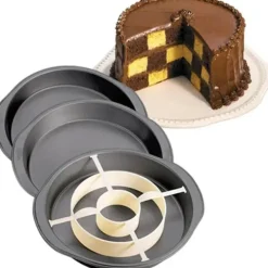 Schachbrett-Kuchenform-Set – 3-teiliger antihaftbeschichteter Backteiler