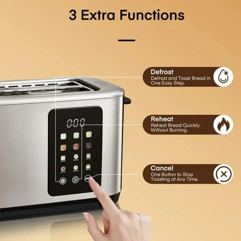 4-Scheiben-Toaster – Touchscreen-Steuerung, extrabreite Schlitze
