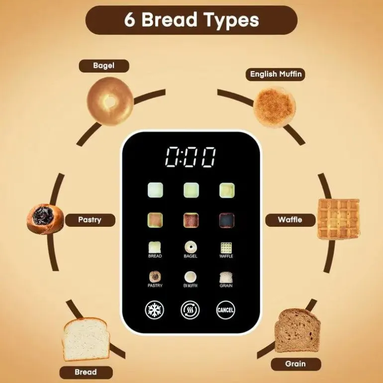 4-Scheiben-Toaster – Touchscreen-Steuerung, extrabreite Schlitze