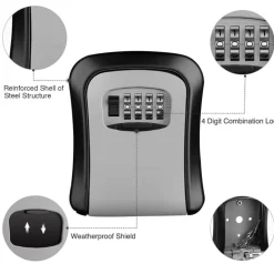 Schließfach zur Aufbewahrung von Kombinationsschlüsseln – wetterfester 4-stelliger Sicherheitssafe