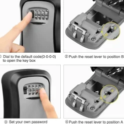 Schließfach zur Aufbewahrung von Kombinationsschlüsseln – wetterfester 4-stelliger Sicherheitssafe