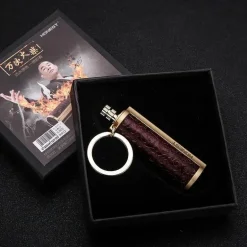 Schlüsselanhänger aus Leder mit Metall-Streichholz-Inferno-Feuerzeug – langlebiges Feuerstarter-Accessoire