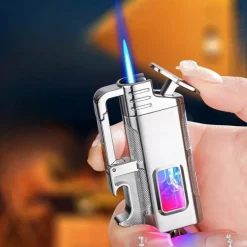Schlüsselanhänger-Feuerzeug mit Flaschenöffner aus Metall – modernes, winddichtes Design