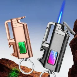 Schlüsselanhänger-Feuerzeug mit Flaschenöffner aus Metall – modernes, winddichtes Design