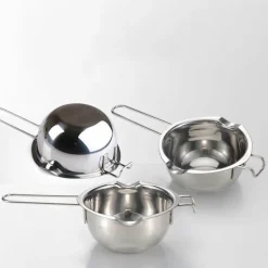 Schmelztiegel aus Edelstahl – langer Griff für die Herstellung von Wachs, Butter, Schokolade, Kerzen und Seife