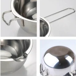Schmelztiegel aus Edelstahl – langer Griff für die Herstellung von Wachs, Butter, Schokolade, Kerzen und Seife