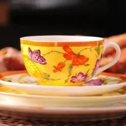 Schmetterlings-Küchengeschirr-Set – Kaffeetassen, Untertassen, Kaffeekanne, Milchkännchen, Zuckerdose, Kuchenteller