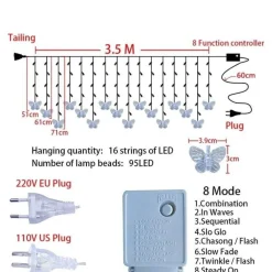 Schmetterlings-LED-Vorhanglichter - Dekorative Lichterketten