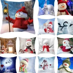 Schneemann Kissenbezug - Winter Weihnachtsdekoration