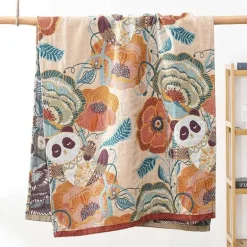 Schnelltrocknendes Badetuch aus Gaze mit Blumenmotiv, 80 x 160 cm, saugfähig, weich