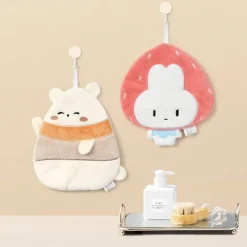 Schnelltrocknendes Handtuch aus Korallenfleece mit Cartoon-Tiermotiv, ideal für Zuhause, Küche und Badezimmer