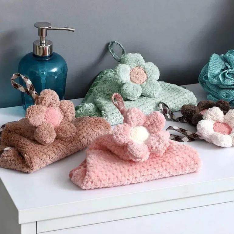Schnelltrocknendes Küchentuch aus Korallenfleece mit Sonnenblumen-Design – sehr saugfähig und weich