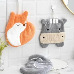 Schnelltrocknendes Mikrofasertuch mit Cartoon-Tiermotiv – Korallensamt-Frotteetuch