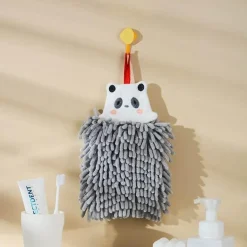 Schnelltrocknendes Plüschhandtuch mit Bärenmotiv – weiches, saugfähiges Badezimmerzubehör