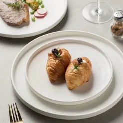 Schwarzer Keramik-Essteller – Steak-Salat-Mittagessentablett für Restaurantgeschirr