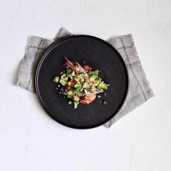 Schwarzer Keramik-Essteller – Steak-Salat-Mittagessentablett für Restaurantgeschirr