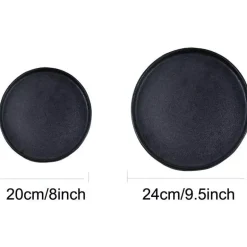 Schwarzer Keramik-Essteller – Steak-Salat-Mittagessentablett für Restaurantgeschirr