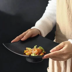 Schwarzer matter Keramikteller - 75 Zoll quadratisches Essteller