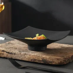 Schwarzer matter Keramikteller - 75 Zoll quadratisches Essteller