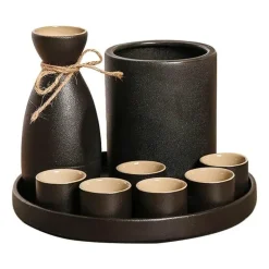 Schwarzer Weinwärmer aus Keramik für Sake – handgefertigtes japanisches Design