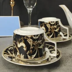 Schwarzes Einhorn-Geschirrset – Elegantes Küchengeschirr