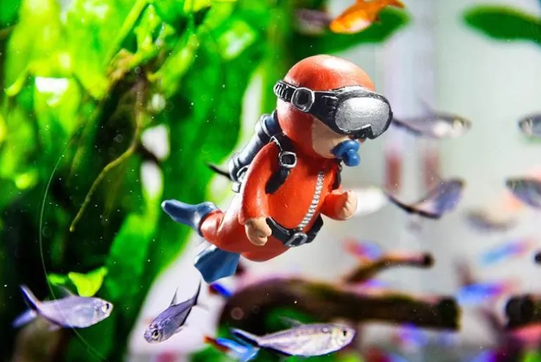 Schwimmendes Taucher-Aquarium-Ornament – Unterwasser-Dekor-Akzent