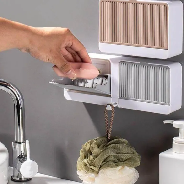 Seifenbox zur Wandmontage – Badezimmer-Organizer mit doppeltem Stauraum