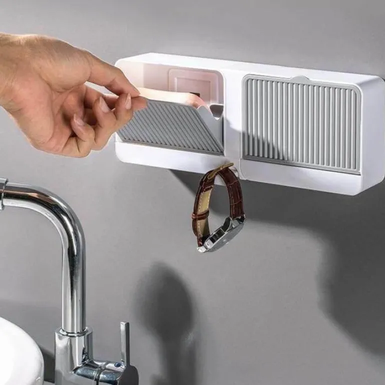 Seifenbox zur Wandmontage – Badezimmer-Organizer mit doppeltem Stauraum