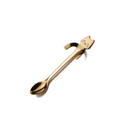 Süßer Teelöffel mit langem Griff und Katze