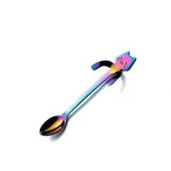 Süßer Teelöffel mit langem Griff und Katze