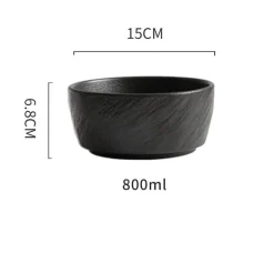 Servierschüssel aus mattierter Keramik – Schale mit gerader Kante und Steinstruktur