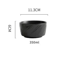 Servierschüssel aus mattierter Keramik – Schale mit gerader Kante und Steinstruktur