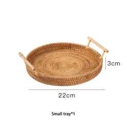 Serviertablett aus Rattan – Serviertablett für Speisen und Obst mit Griff