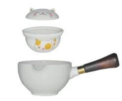 Süßes Katzen-Kung-Fu-Teeset – selbstdrehendes Teegeschirr