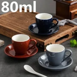 Set aus Espressotasse und Untertasse aus Keramik – 80 ml Kaffee-/Teetasse aus Porzellan