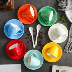 Set aus Espressotasse und Untertasse aus Keramik – 80 ml Kaffee-/Teetasse aus Porzellan