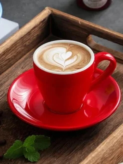 Set aus Espressotasse und Untertasse aus Keramik – 80 ml Kaffee-/Teetasse aus Porzellan